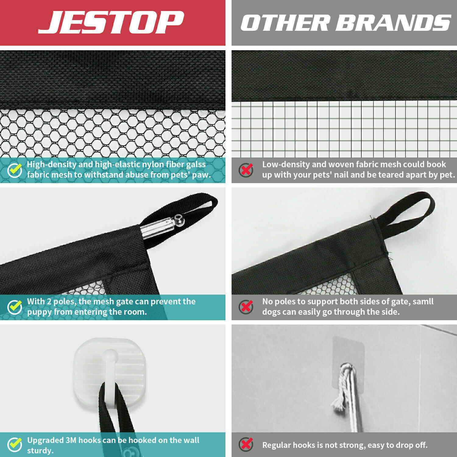 USA Large Pet Dog Baby Safety Gate Mesh Fence Portable Guard Indoor Home Kitchen