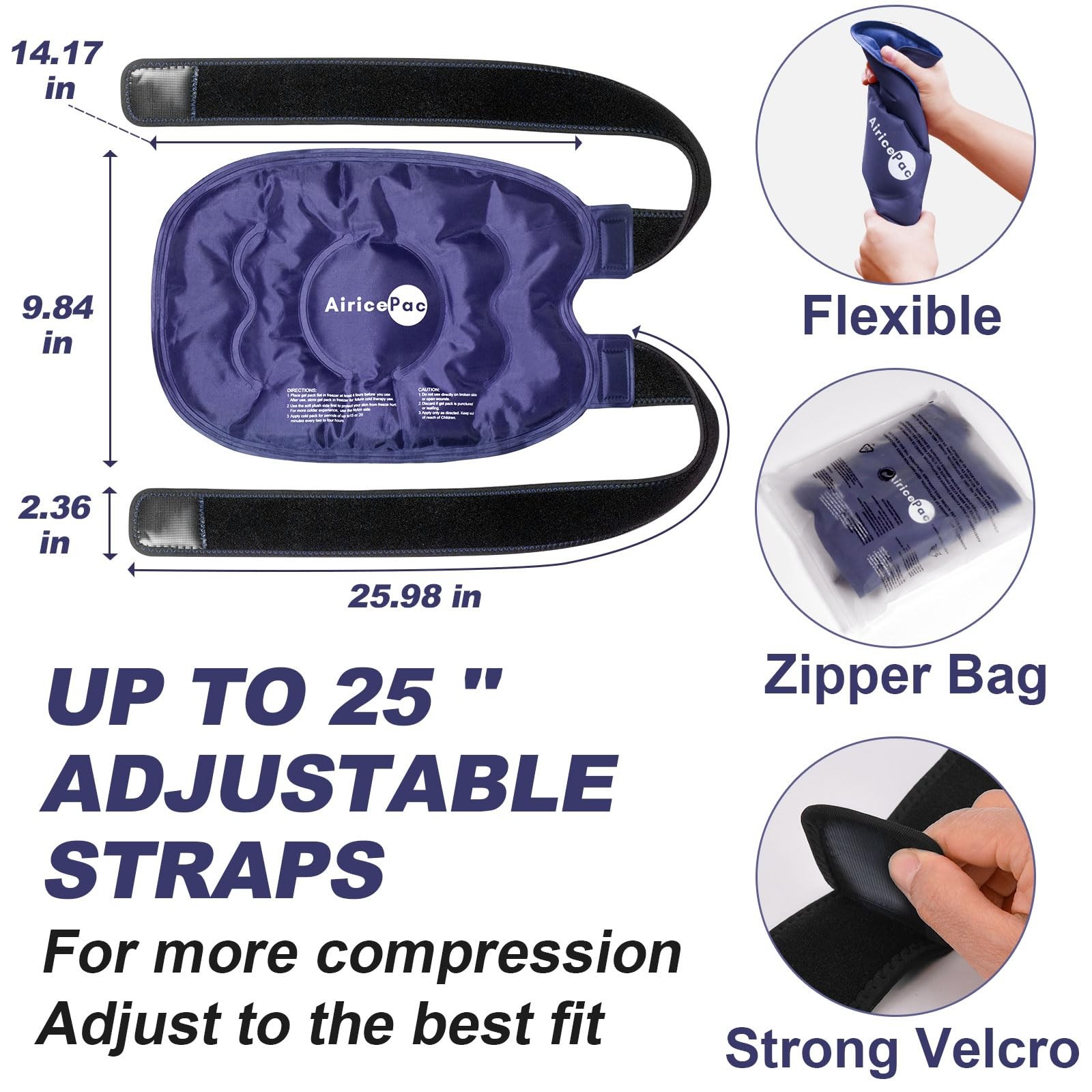 AiricePac Ice Pack for Knee Pain Relief, Reusable Gel Ice Wrap for Injuries, ...