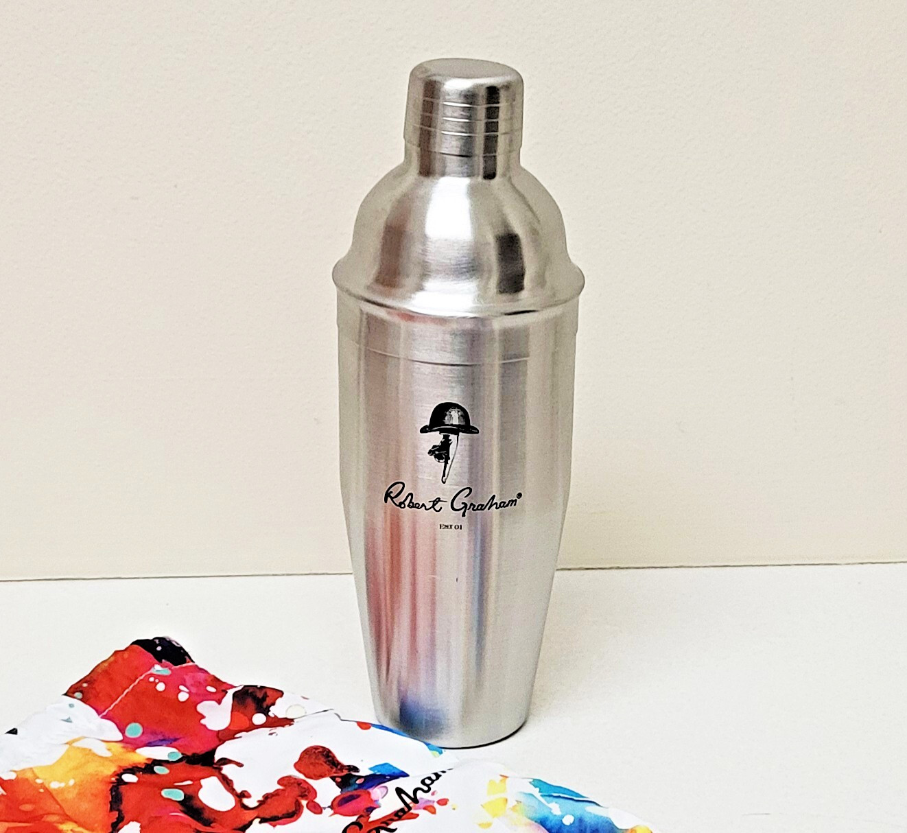 Designer Martini Cocktail Shaker Set ROBERT GRAHAM w/ Bag Rare New Collector USA