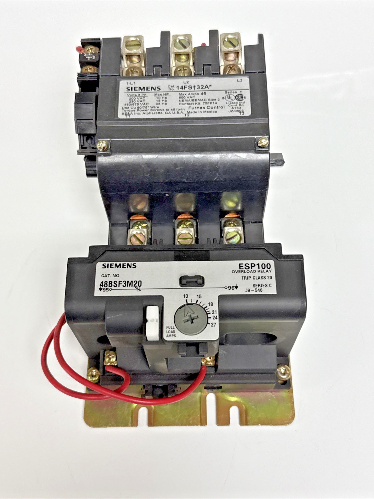 Siemens 14FSF32AA Size 2 Magnetic Starter 3P 3Ph ESP100 Overload 13–27A