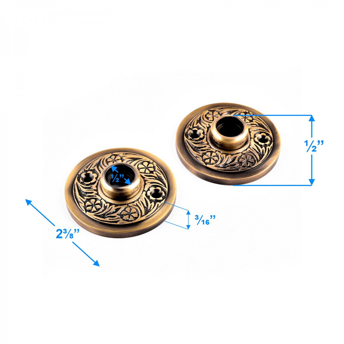 Pair of Victorian Rosette Cast Antique Brass Door Hardware Renovators Supply