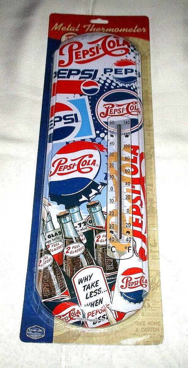 PEPSI-COLA 'Why Take Less' METAL THERMOMETER - 17 Inches by 5 inches #1 - NEW