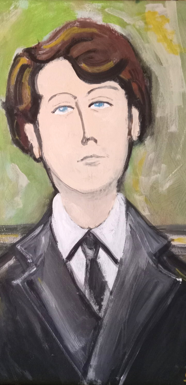 Modern Stylized Portrait of a Man 18 x 24 Original Painting Handmade