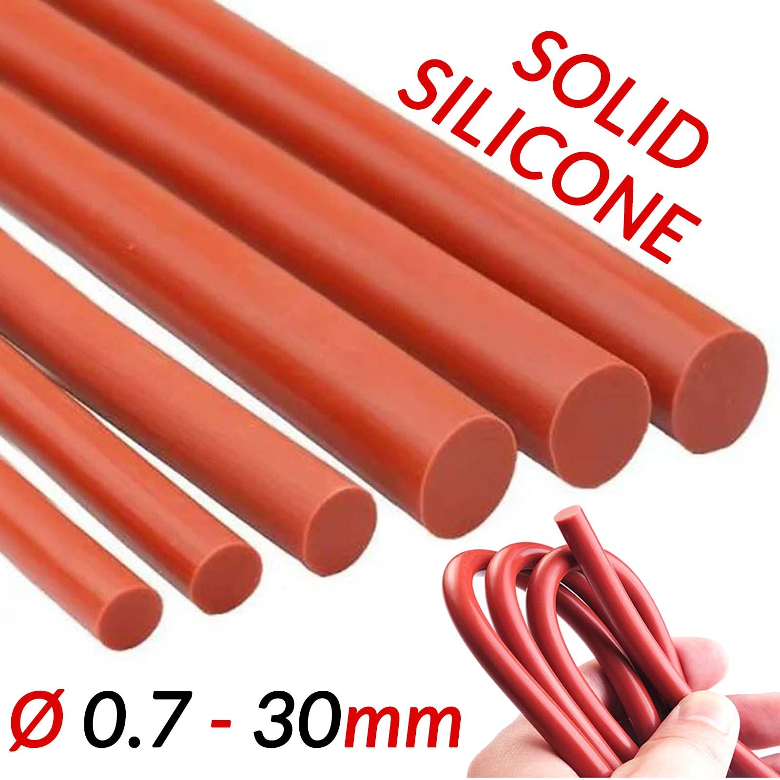 Red Solid Silicone Rubber Sealing Strip Round O Ring Cord Seal Gasket Ø 0,7-30mm