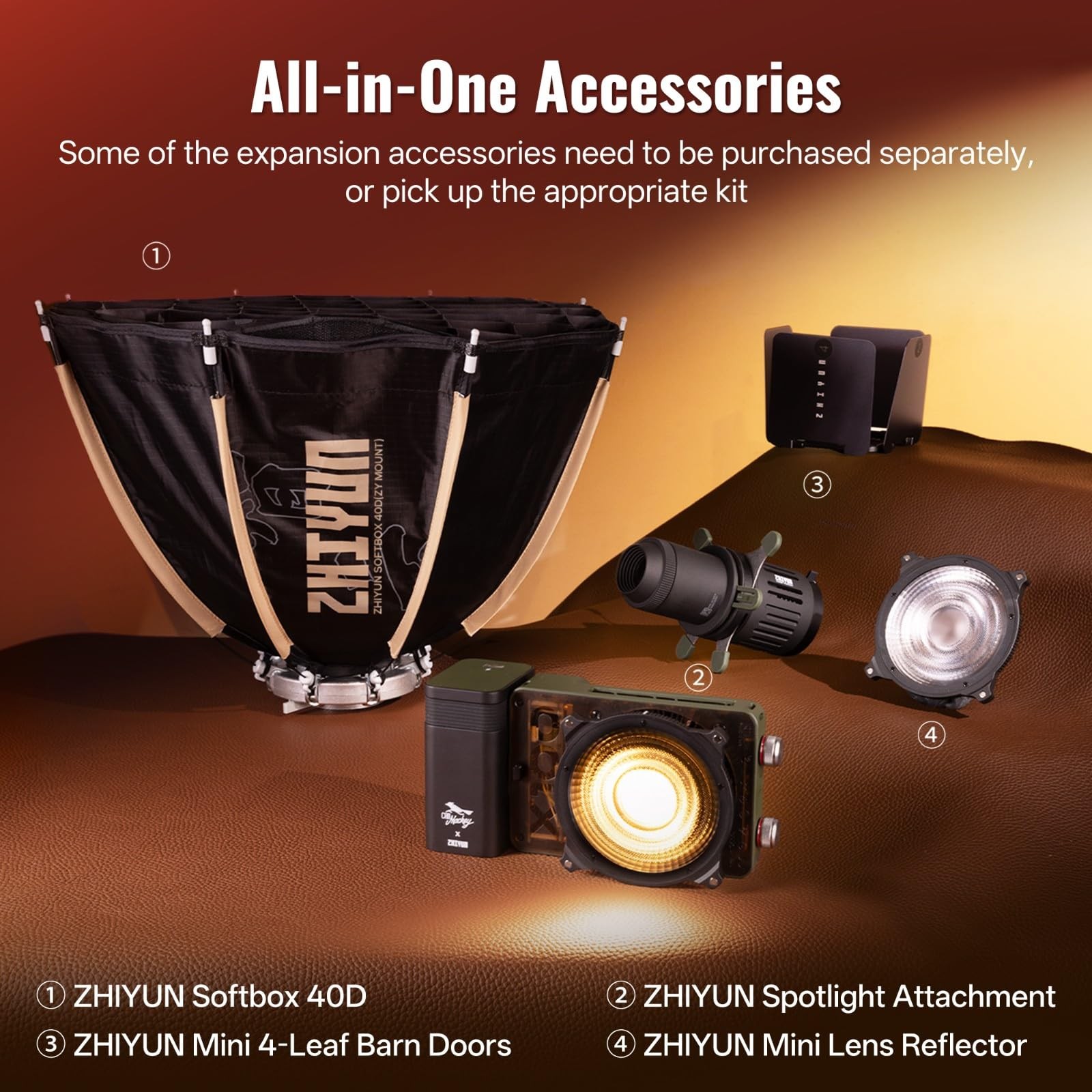 ZHIYUN MOLUS X100 RGB PRO V2 100W Full Color Portable RGB Video Light