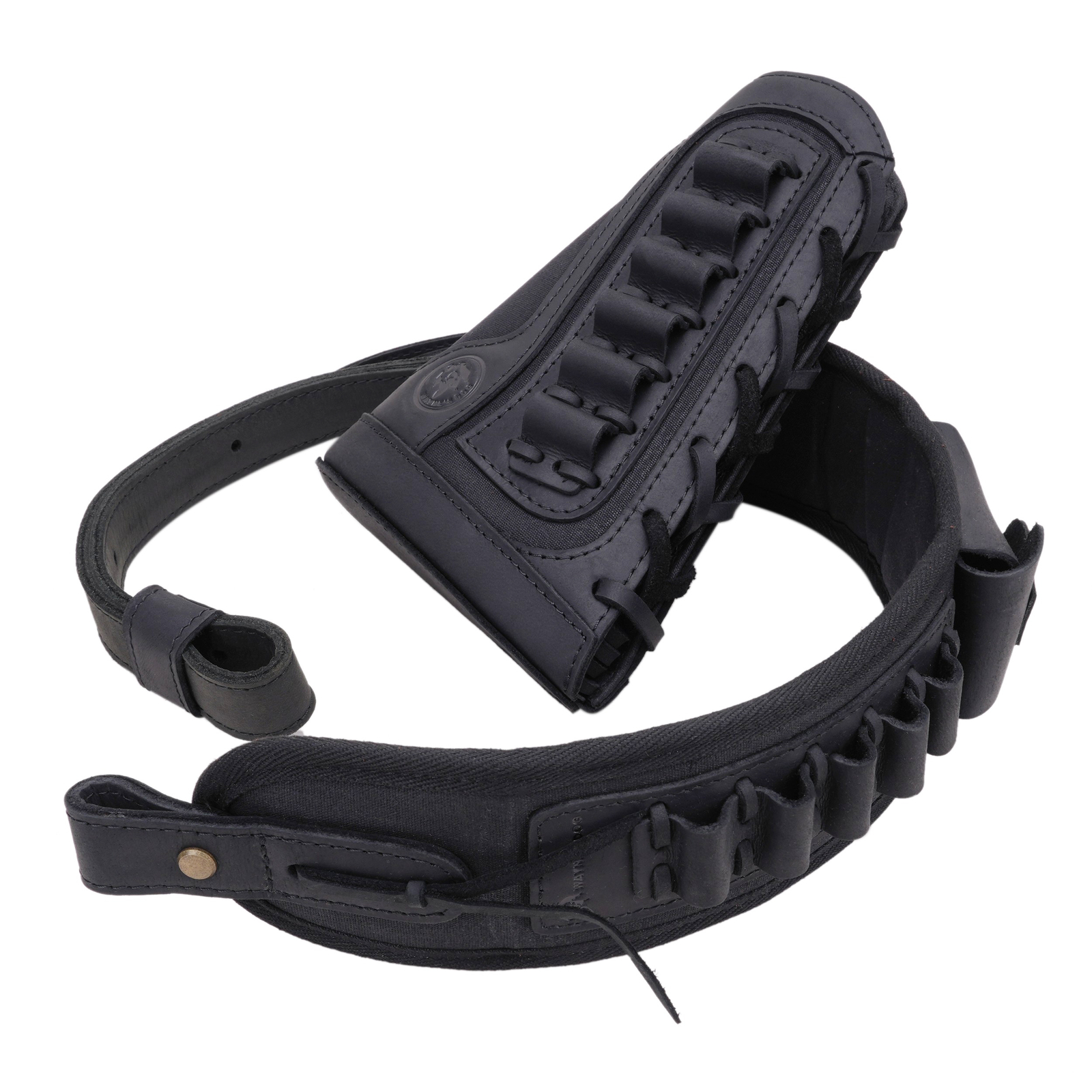 Shooting Combo of Leather Rifle Gun Buttstock Cover with Sling.22LR.357.308 12GA