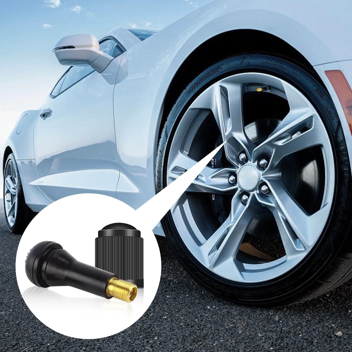 100pcs TR413 Snap-In Valve Stems – Tubeless Rubber Tire Valves for Car Truck Rim