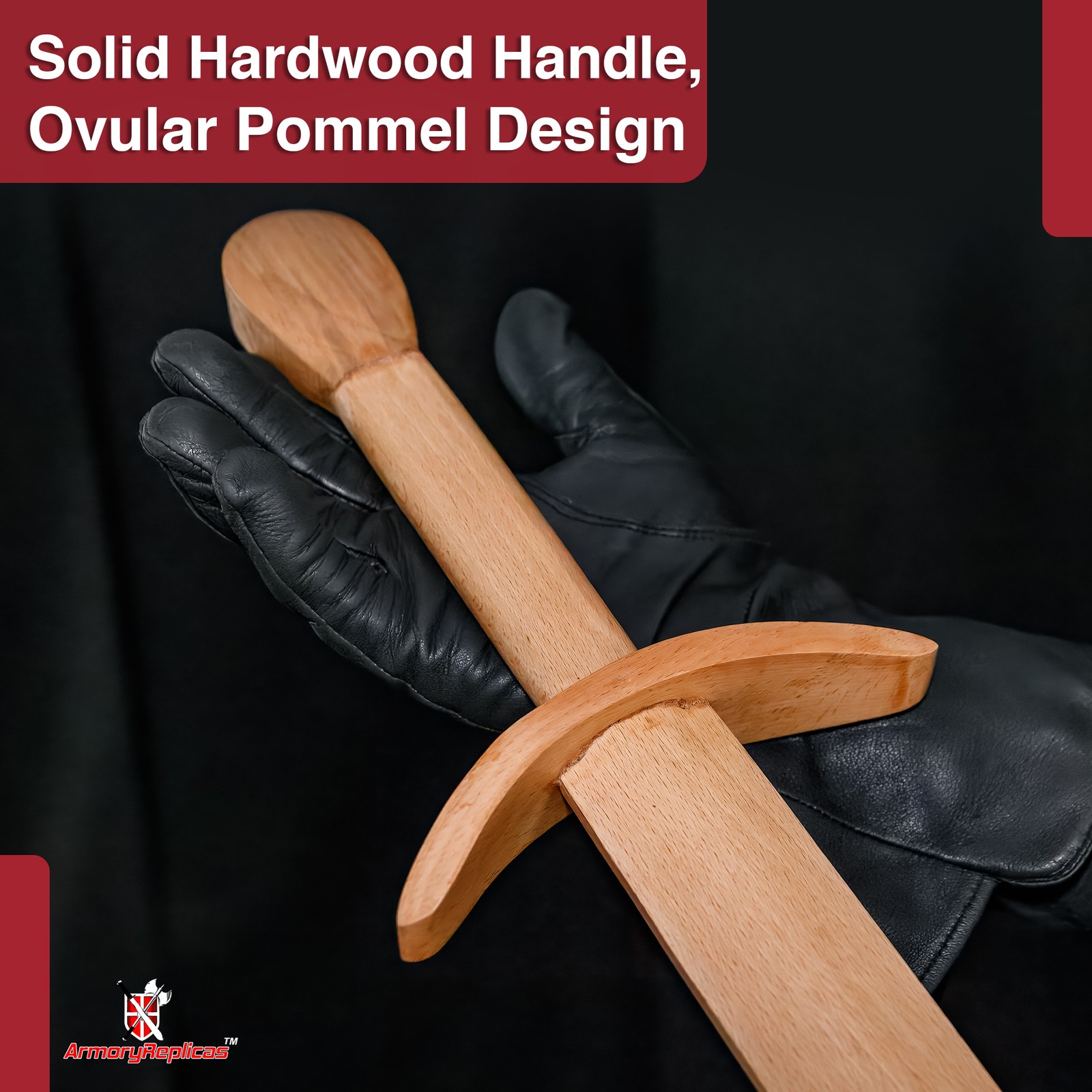 12th Century Wooden Practice Sword Beech Knight LARP Cosplay Stage Combat Prop