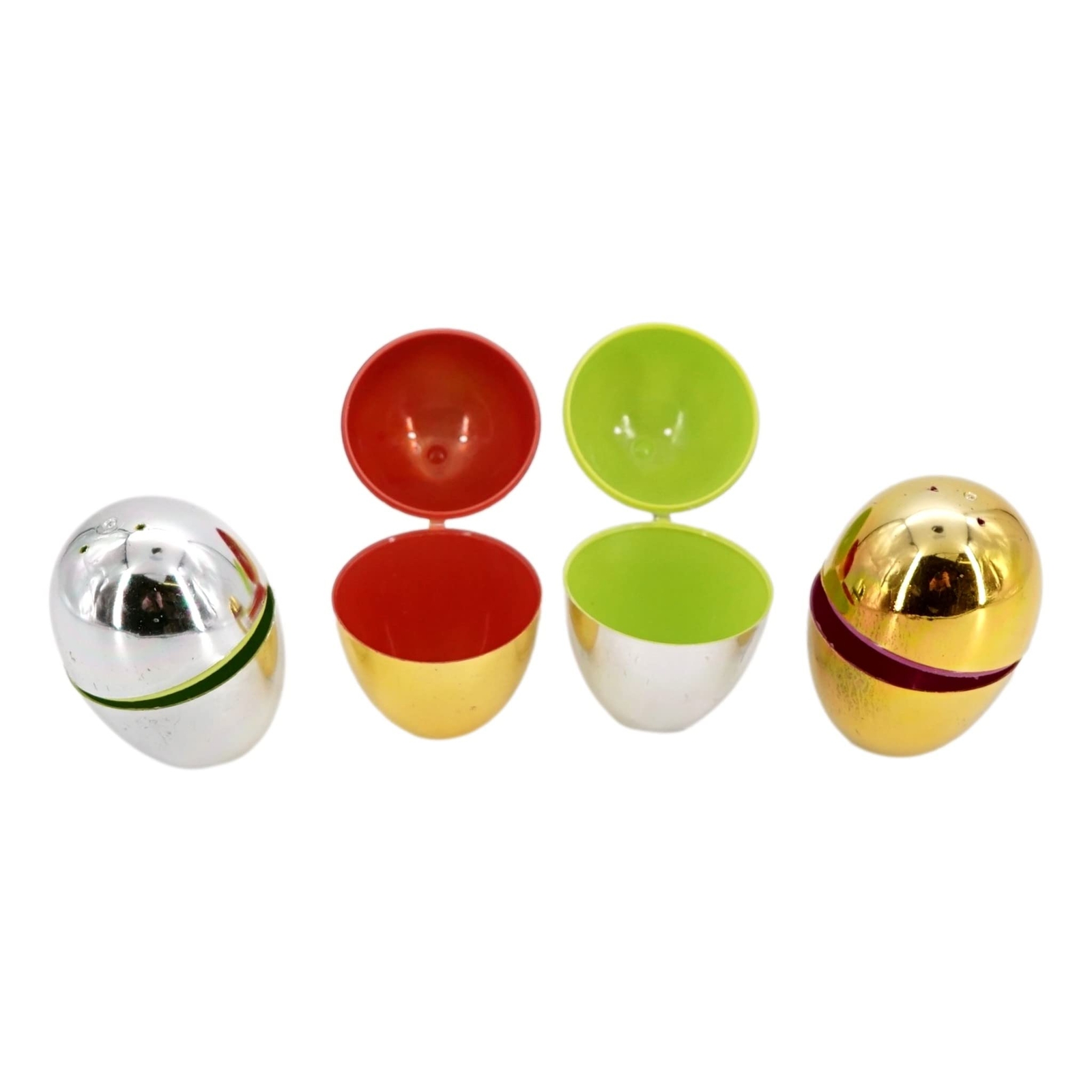 Gold Silver Metallic Plastic Easter Eggs 12 Pack 3 inch Oversized Fillable Egg