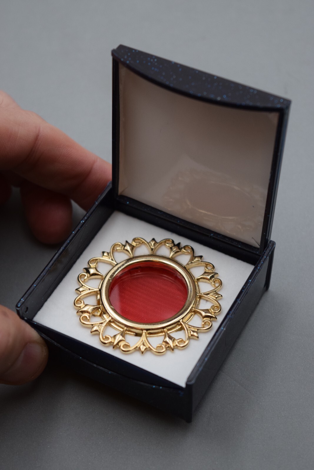 Large Relic Theca, Gold Plated Reliquary - Saint Relic Theca with Case (F)