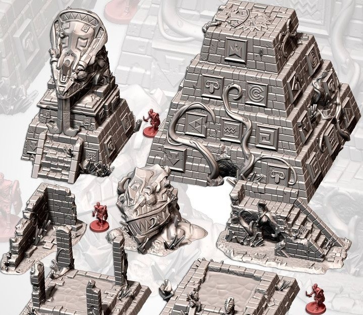 Aztec / Mayan D&D Terrain Lizardman Temple Ruins Old World Fantasy 3D Printed