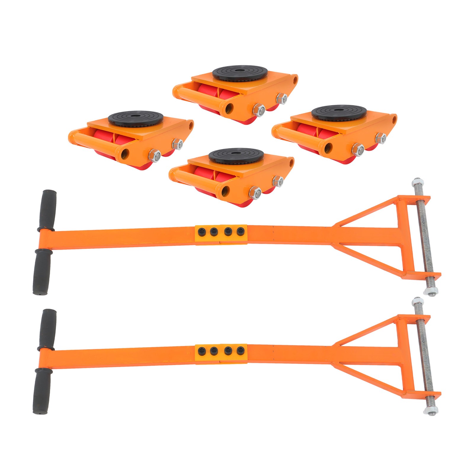 4 Pcs Heavy Duty Machinery Skates Dolly 6T/13200Lbs With Handle 360° Rotation