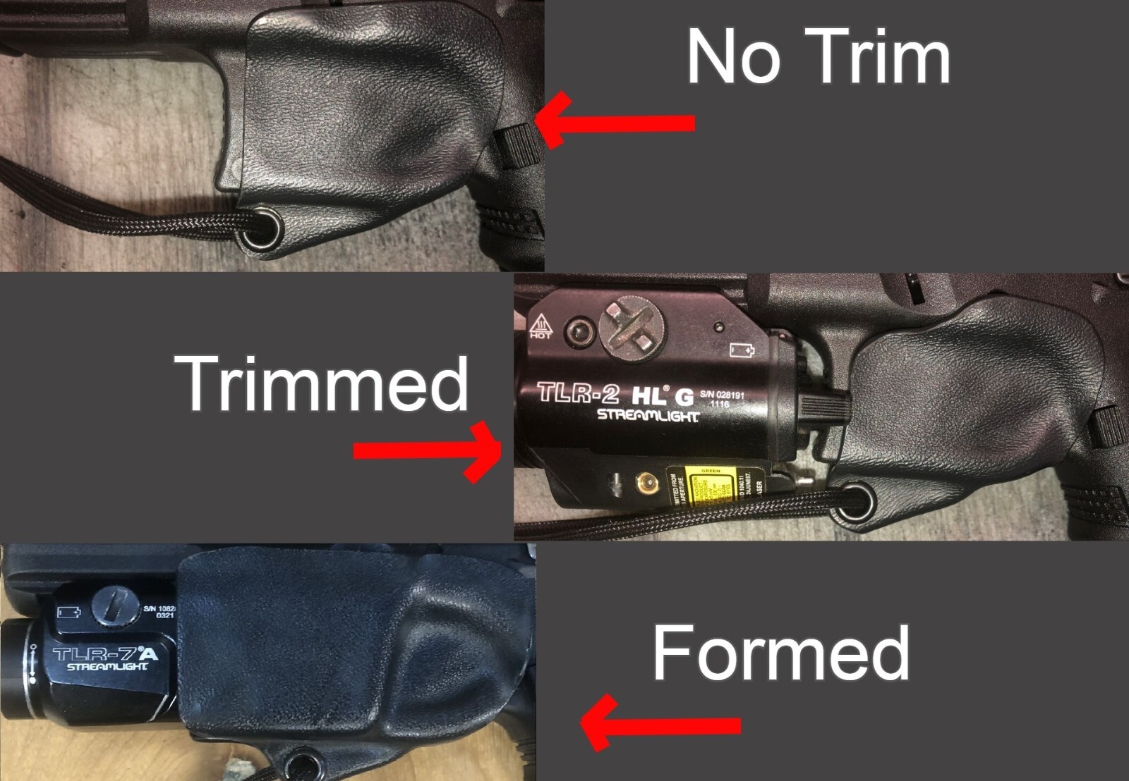 Kydex Trigger Guard for Glock 19/23 with Light Attached - Black