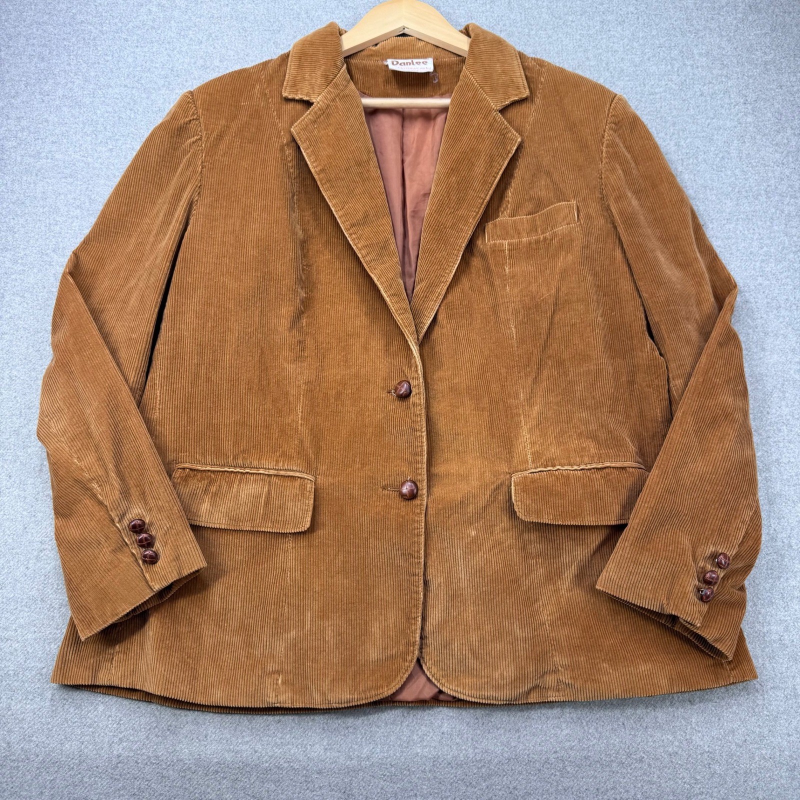 Vintage 70s Danlee Corduroy Sport Coat Blazer Brown Wide Wale Mens 40 Preppy Ivy