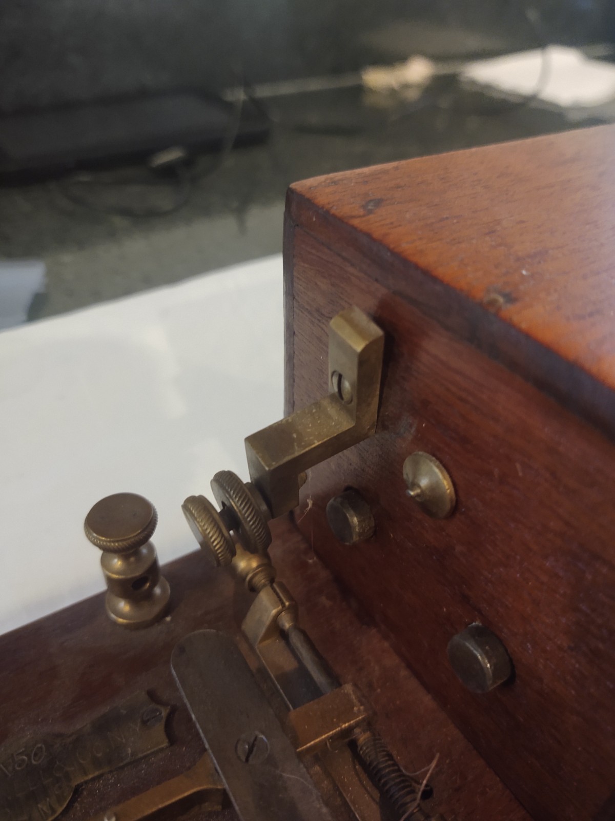 Antique NICE 1880s J.H. Bunnell Boxed Sounding Relay & Key Telegraph Set 150 Ohm