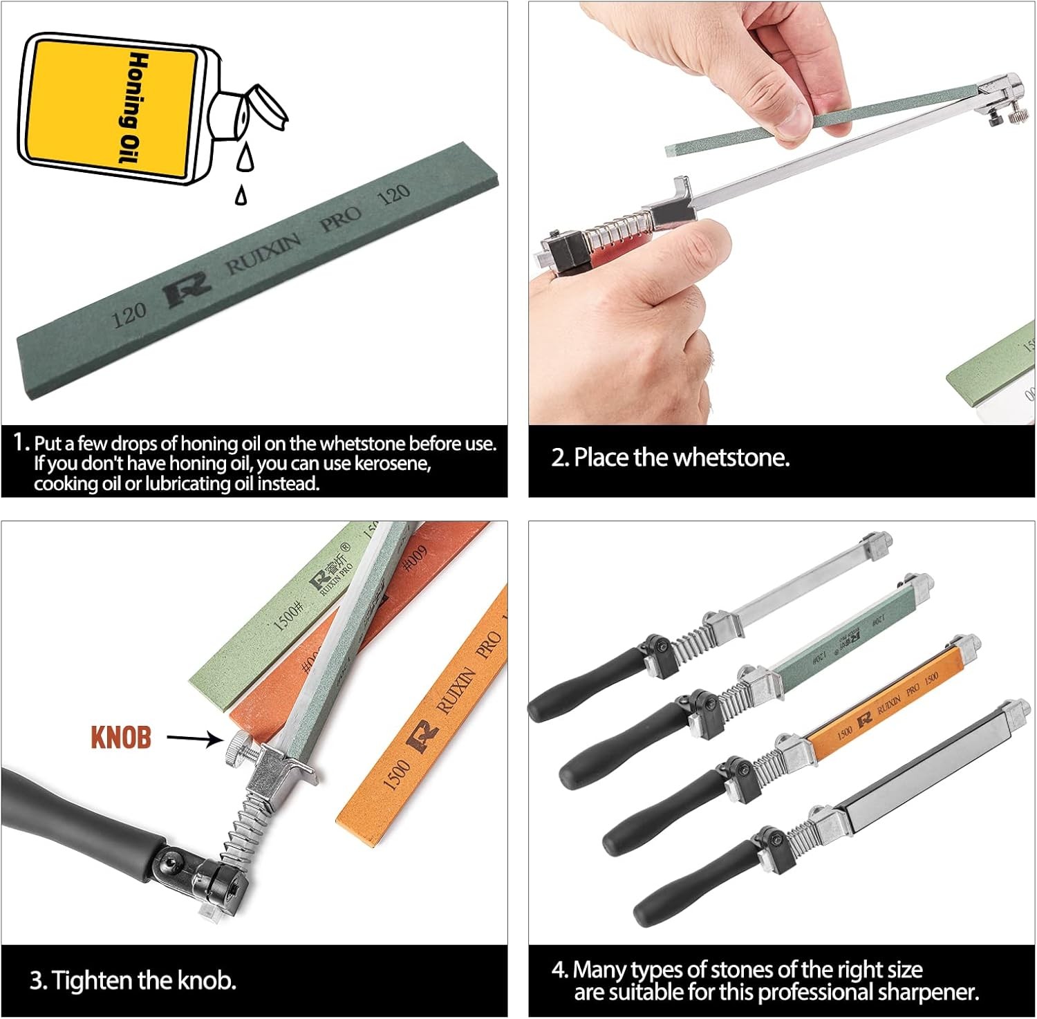 Upgraded RUIXIN PRO RX-008 Professional Knife Sharpener with 10 Whetstones