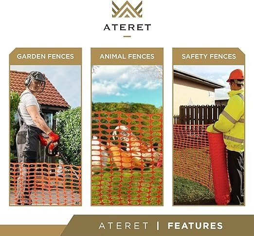 4'x100 Orange Plastic Mesh Fencing Roll with Zip Ties, Garden, Construction