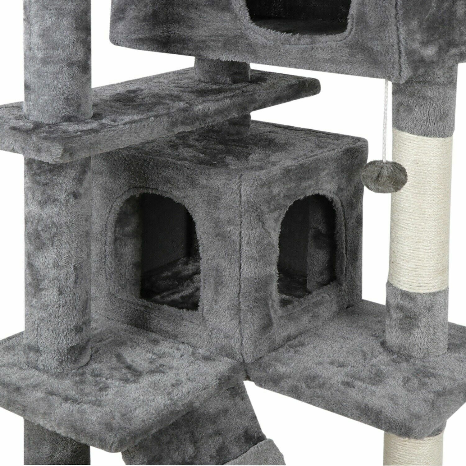 Gray Cat Tree Tower Activity Center Large Playing House Condo Rest Cat 55"