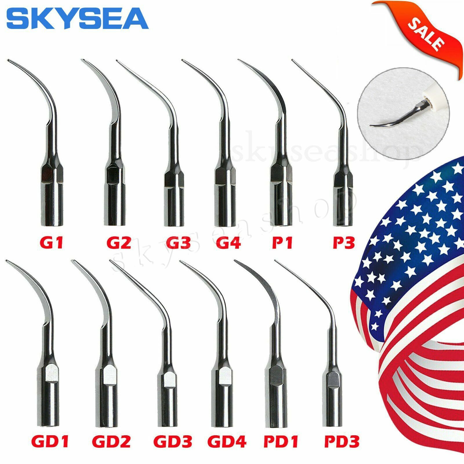 5x Dental Ultrasonic Piezo Scaler Tips fit Woodpecker EMS/DTE SATELEC Handpiece