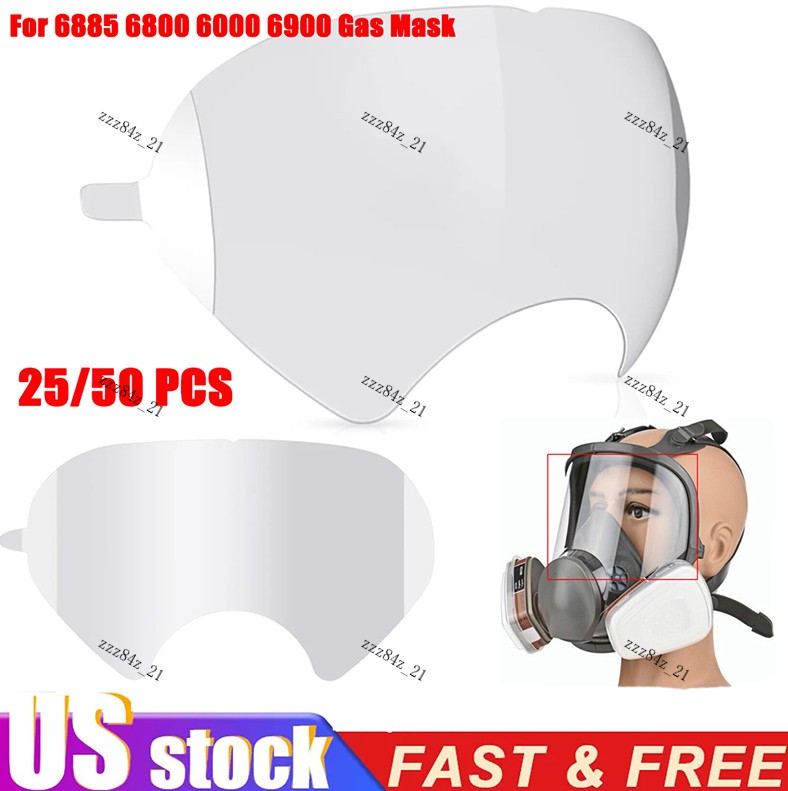 25/50 Pack Peel Off Lens Cover Face Shield Film for 6800 6000 6885 6900 Gas Mask