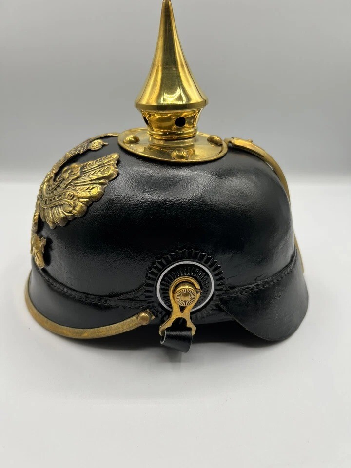 WWI German Pickelhaube Prussian Leather Helmet Spiked Officer Handmade Gift Item
