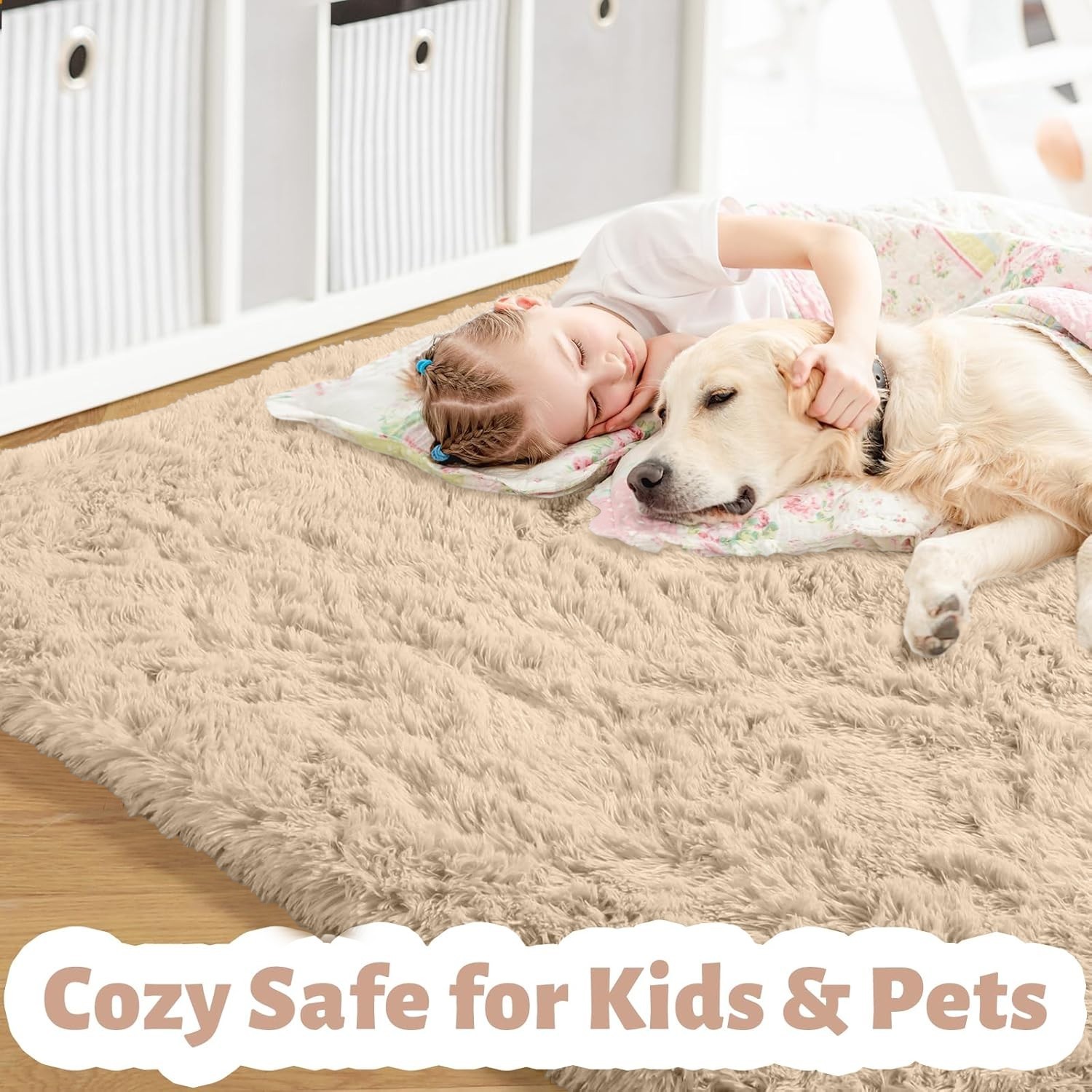 Indoor Shaggy Fluffy Area Rugs Ultra Soft Large Fluffy Floor Rug Mat for Bedroom