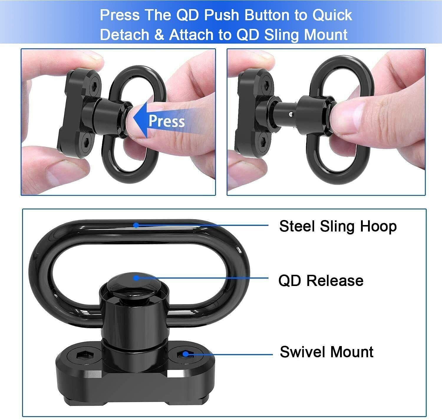 Tactical 2 Point Sling QD Swivel Adjustable Rifle Gun Sling Strap w/ MLOK Swivel