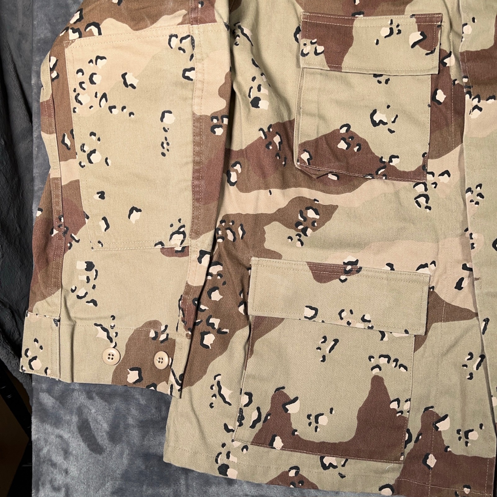 Vintage US Military Desert Camo Combat Coat Mens Large Regular Chocolate Chip 90