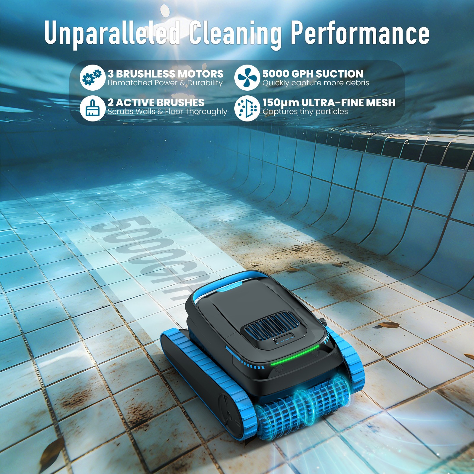 AIRROBO CP40 Cordless Robotic Pool Cleaner for Inground & Above Ground Pool APP