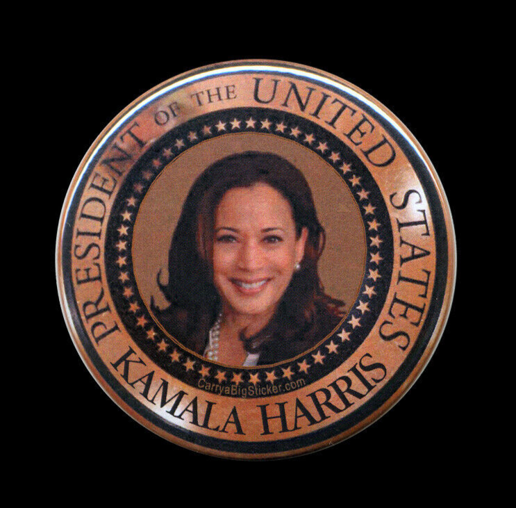 BUTTON Kamala Harris POTUS Presidential Seal 2.25-inch Pinback Pin Large