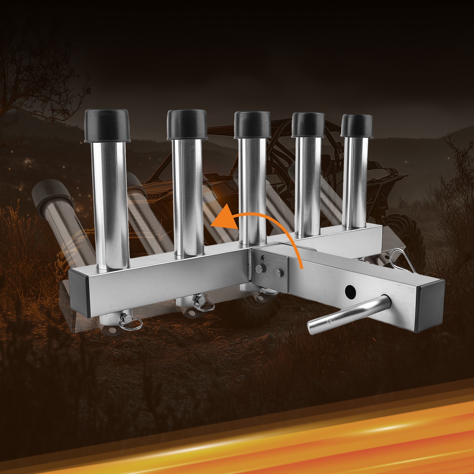 Stainless Steel Hitch Fishing Rod Holder 5 Link Tube for 2" Hitch Receivers