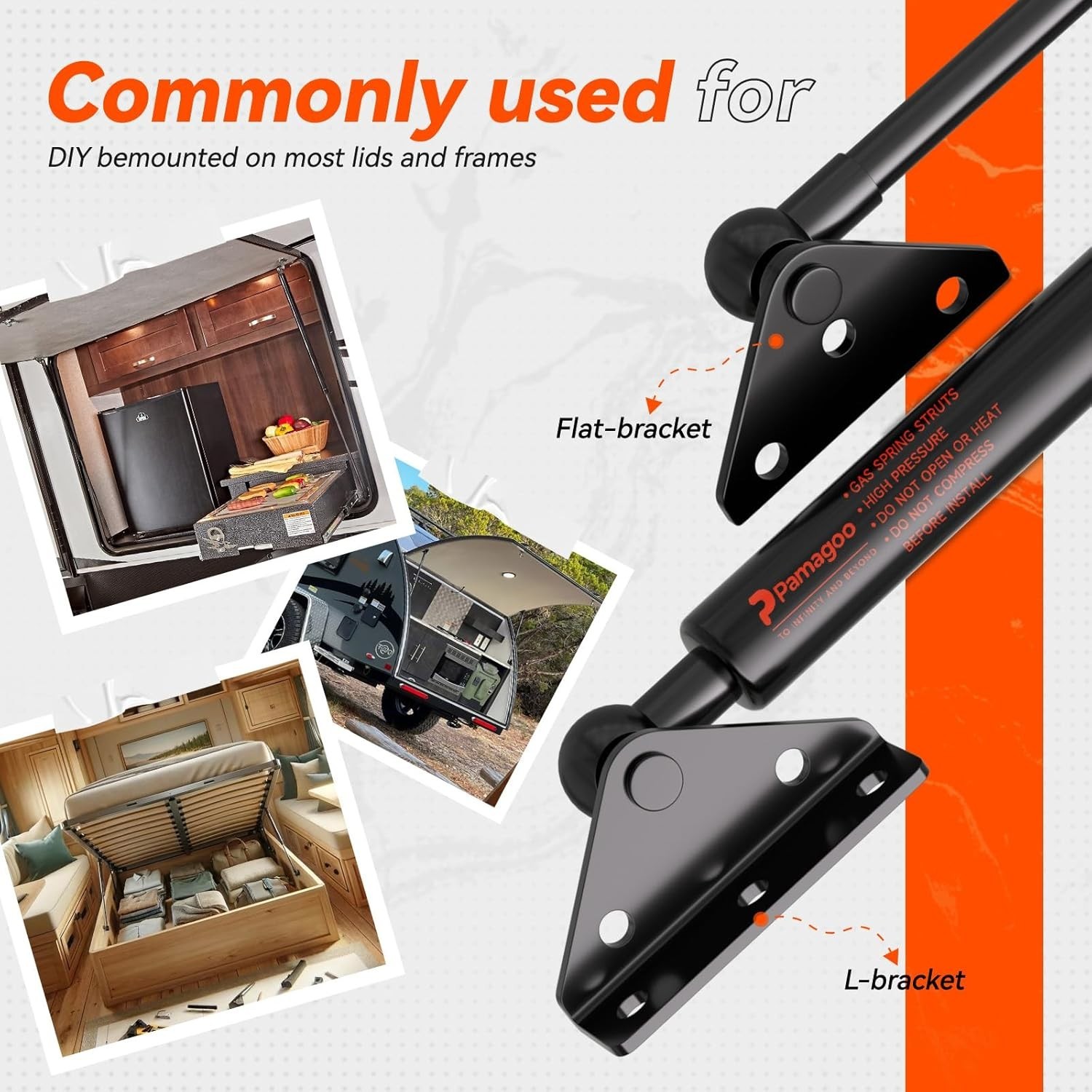 Durable 20 Inch Gas Struts 100lbs Capacity - Perfect for RV & Tanning Beds