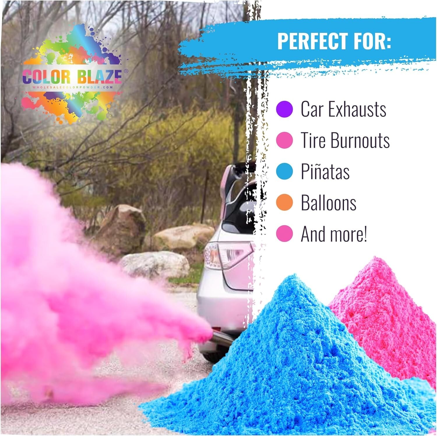 Color Blaze - Blackout Out Color Powder 1lb Pink & 1lb Blue - Baby Gender Reveal