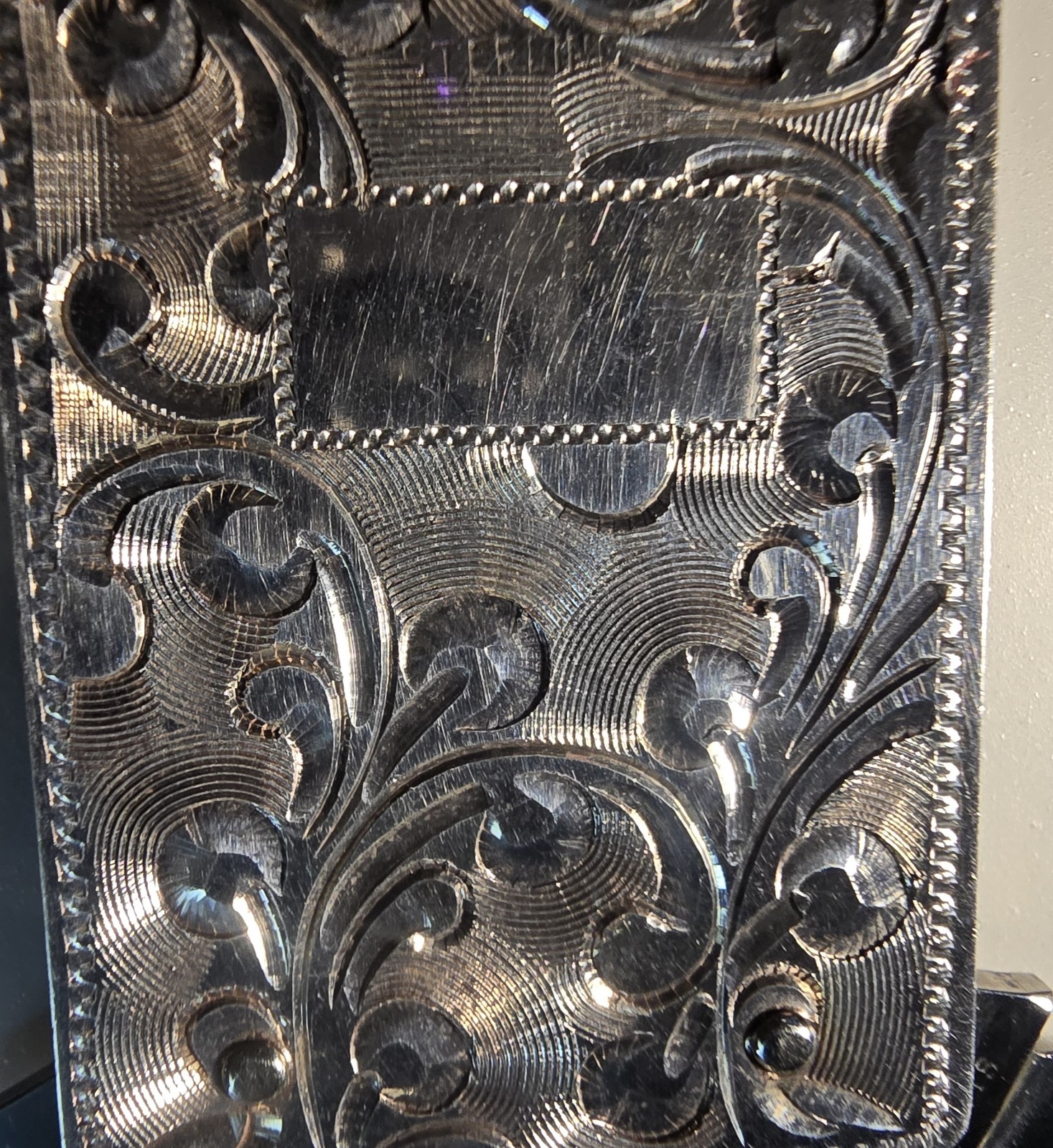 Vintage Engraved Sterling Silver Pocket Knife Keychain Bottle Opener