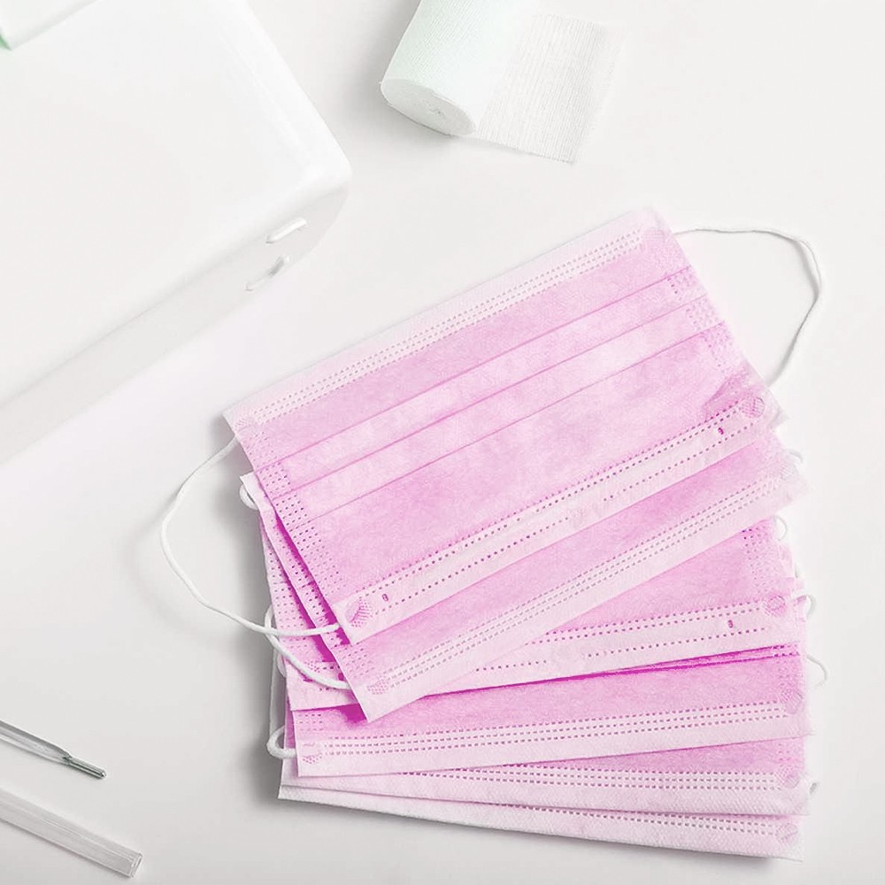 100 Pcs Disposable Face Masks 3-Ply Non Medical Surgical Earloop Cover Pink