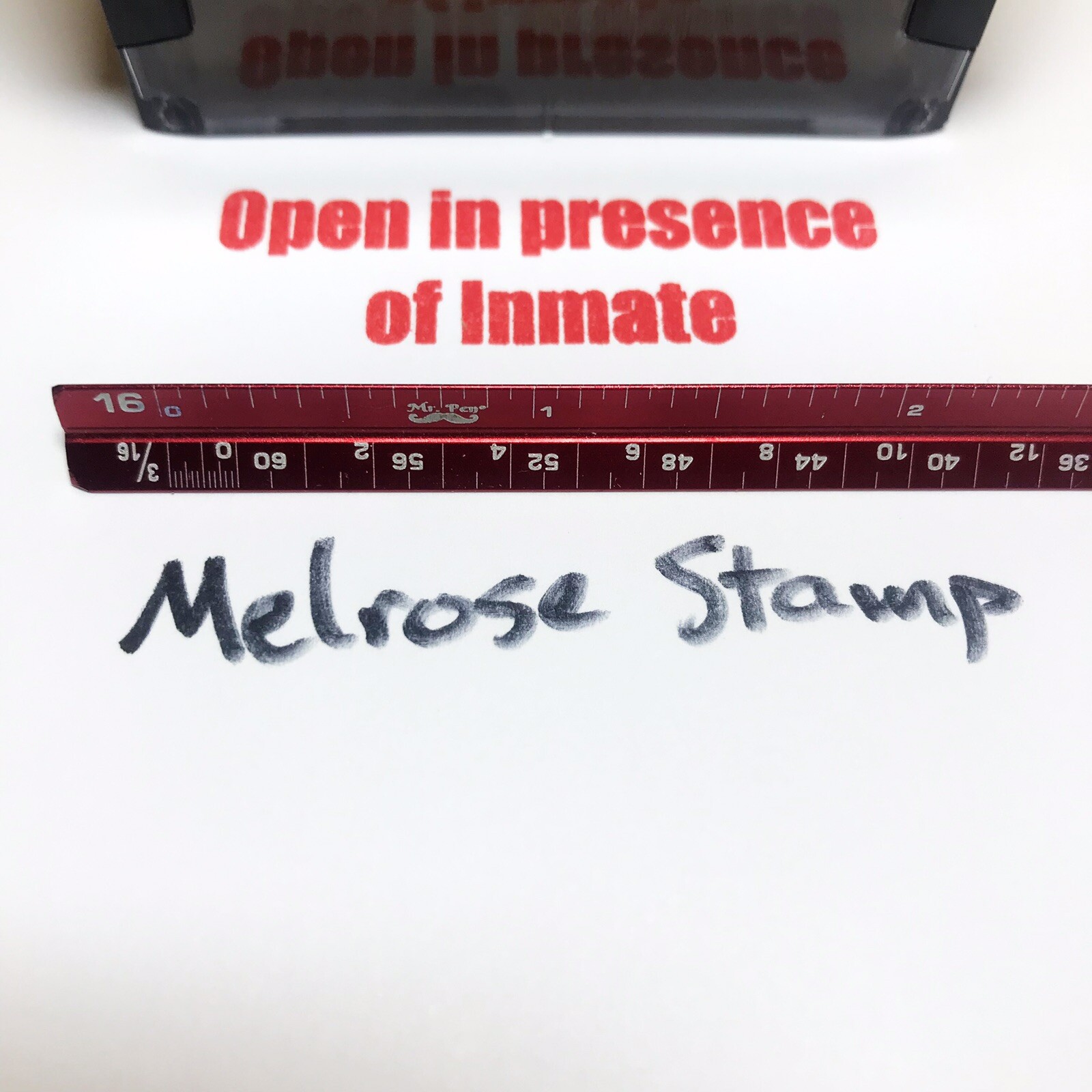 Open In Presence Of Inmate Rubber Stamp Red Ink Self Inking Ideal 4913