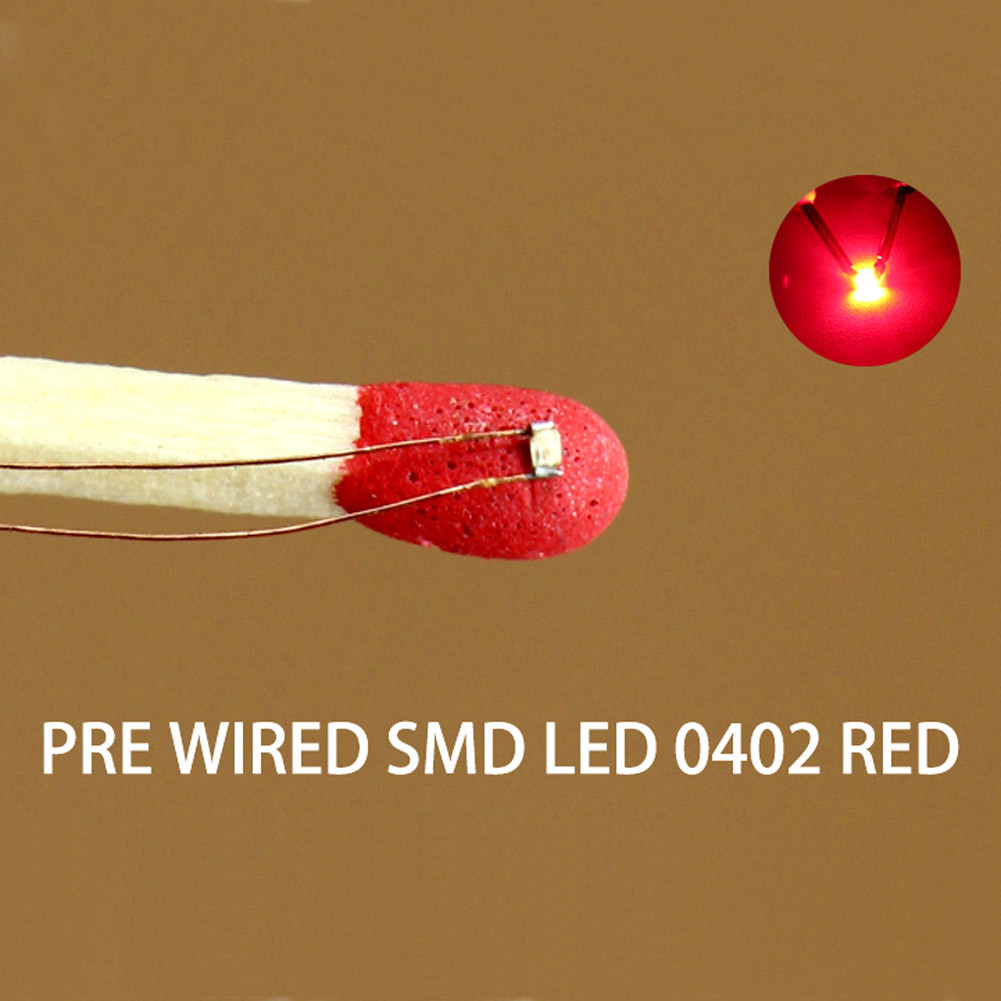20pcs Pre-wired micro 0.1mm Copper Wire SMD LED 0402 Red Lights Lamps C0402R