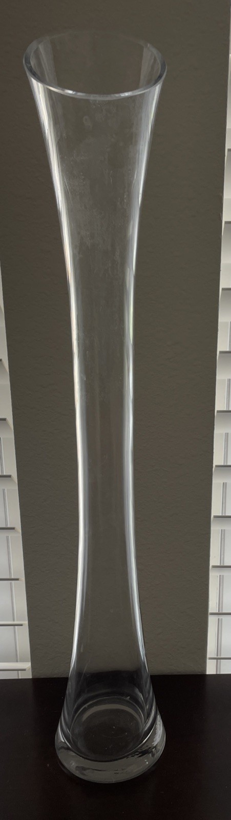 Large Clear Glass Vase, Elegant Design, 23.5” Tall, Decorative Flower Vase