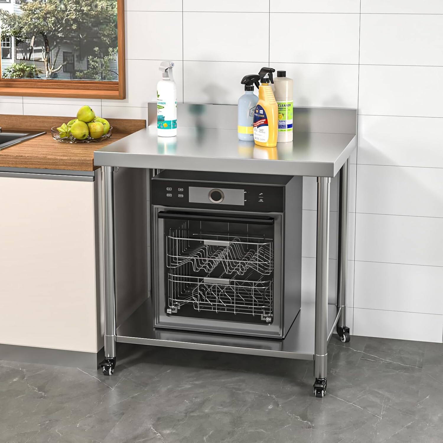 Stainless Steel Table with Shelves and Drawer Prep Table Work Tables Workbench