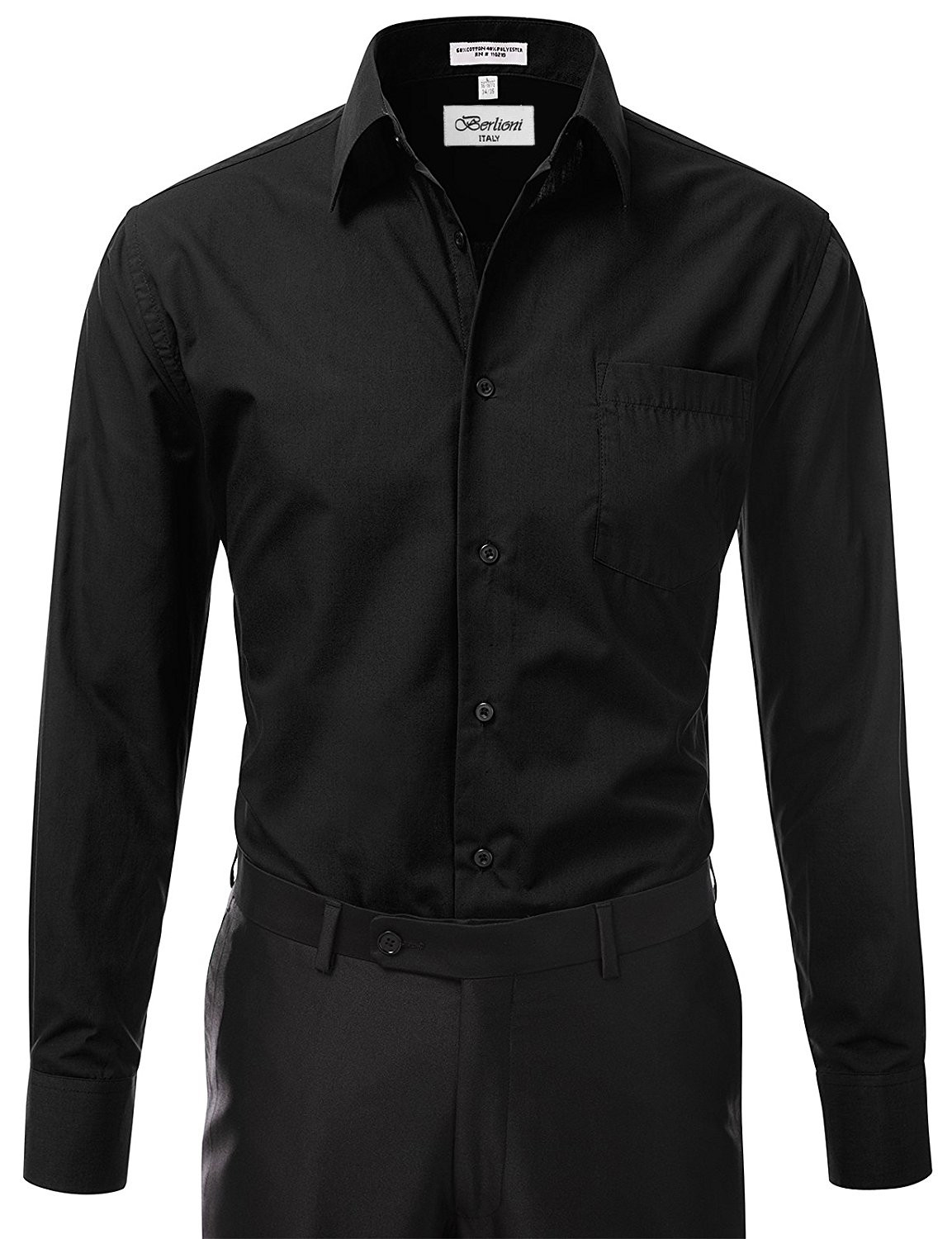 New Berlioni Italy Men Premium Classic French Convertible Cuff Solid Dress Shirt