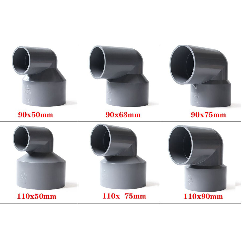 90 Degree Reducing PVC Water Elbow Connector Concentric Reduce Pipe 20mm-110mm