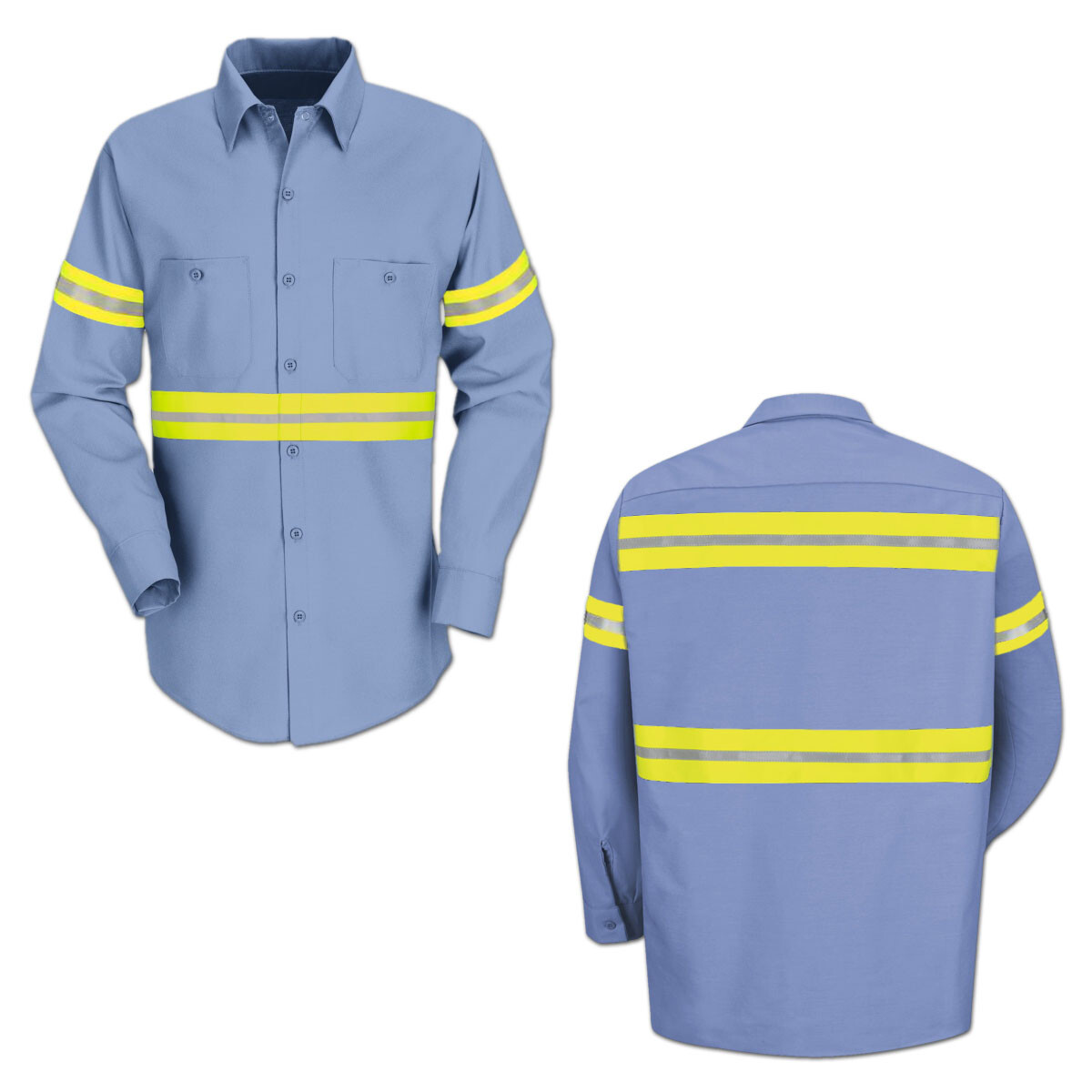 Red Kap Hi Vis Reflective Work Towing Uniform Shirt LS