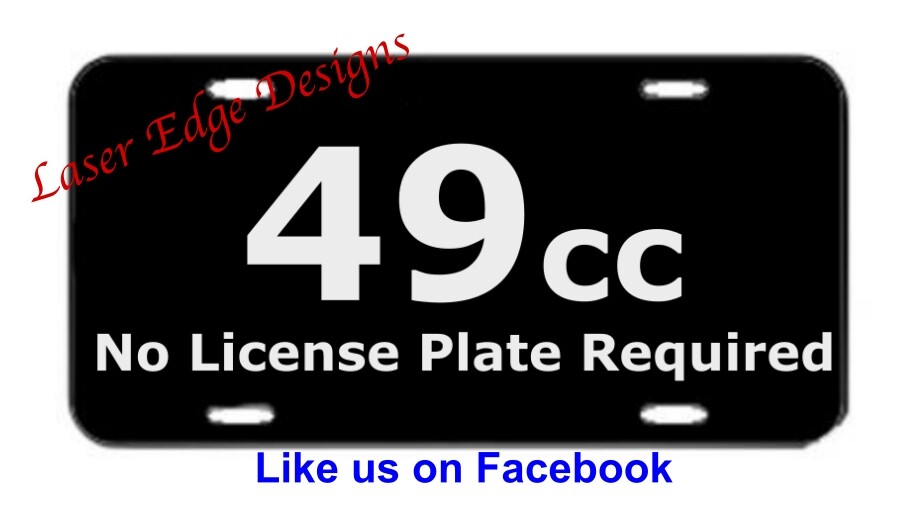 Engraved Aluminum Moped License Plate Tag -  METAL 4" X 7" 49cc Scooter