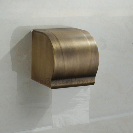 Antique Brass Toilet Paper Roll Holder Wall Mount Waterproof Tissue Storage Box