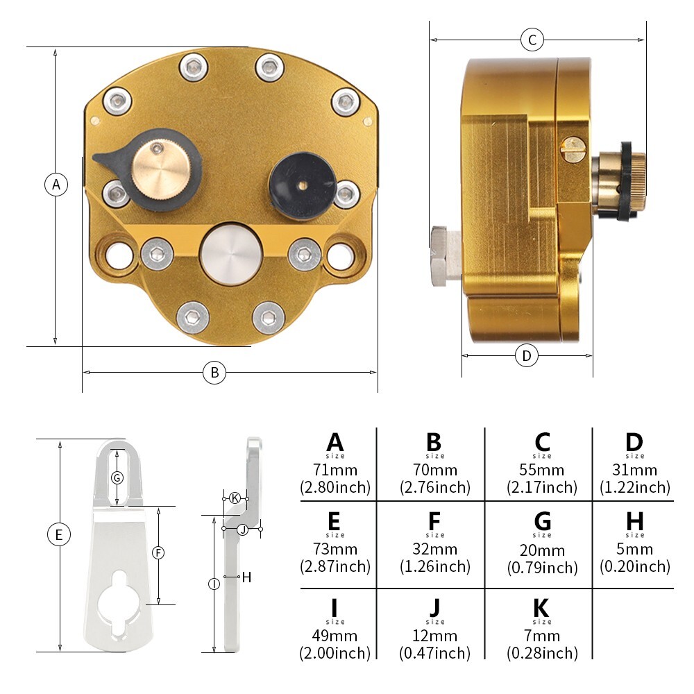 CNC Steering Damper Stabilizer Universal Reversed Safety Control Adjustable Gold