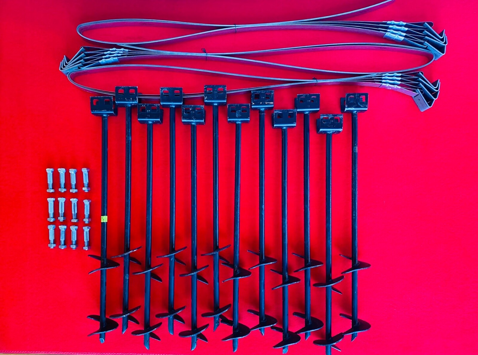 Mobile Home Parts Set of 12 Auger Type Anchors Tie Down Straps & Bolts