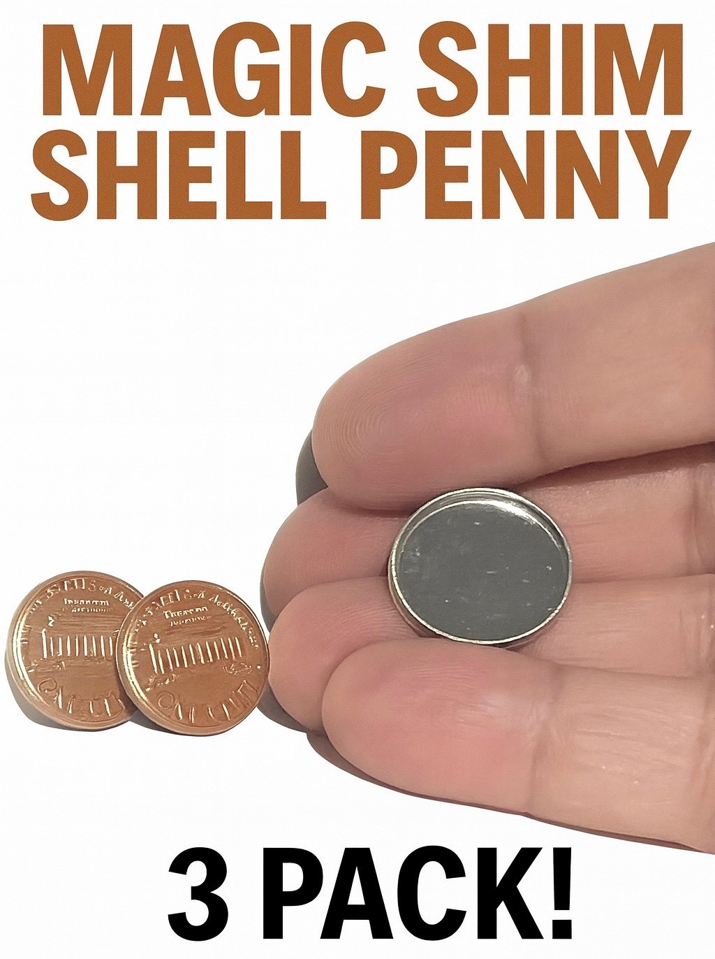 3 STEEL SHIM SHELL US PENNY TAIL Dime Magic Trick Hollow Coin Magnetic Vanish