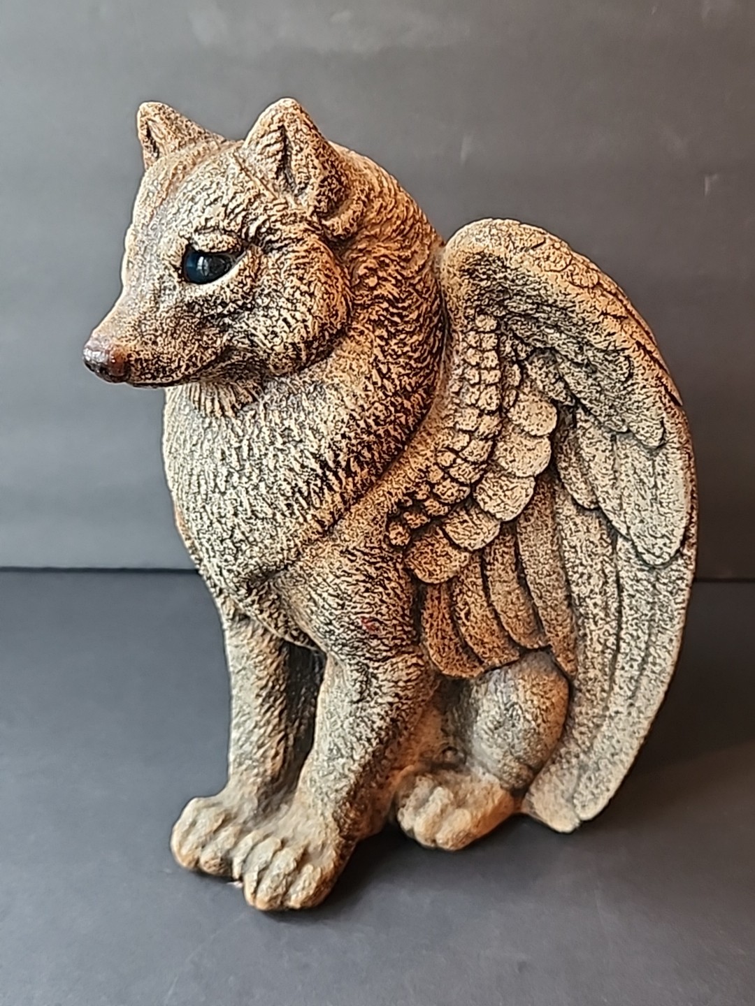 Windstone Editions Winged Spirit Wolf Candle Lamp Statue Pena Gargoyle READ