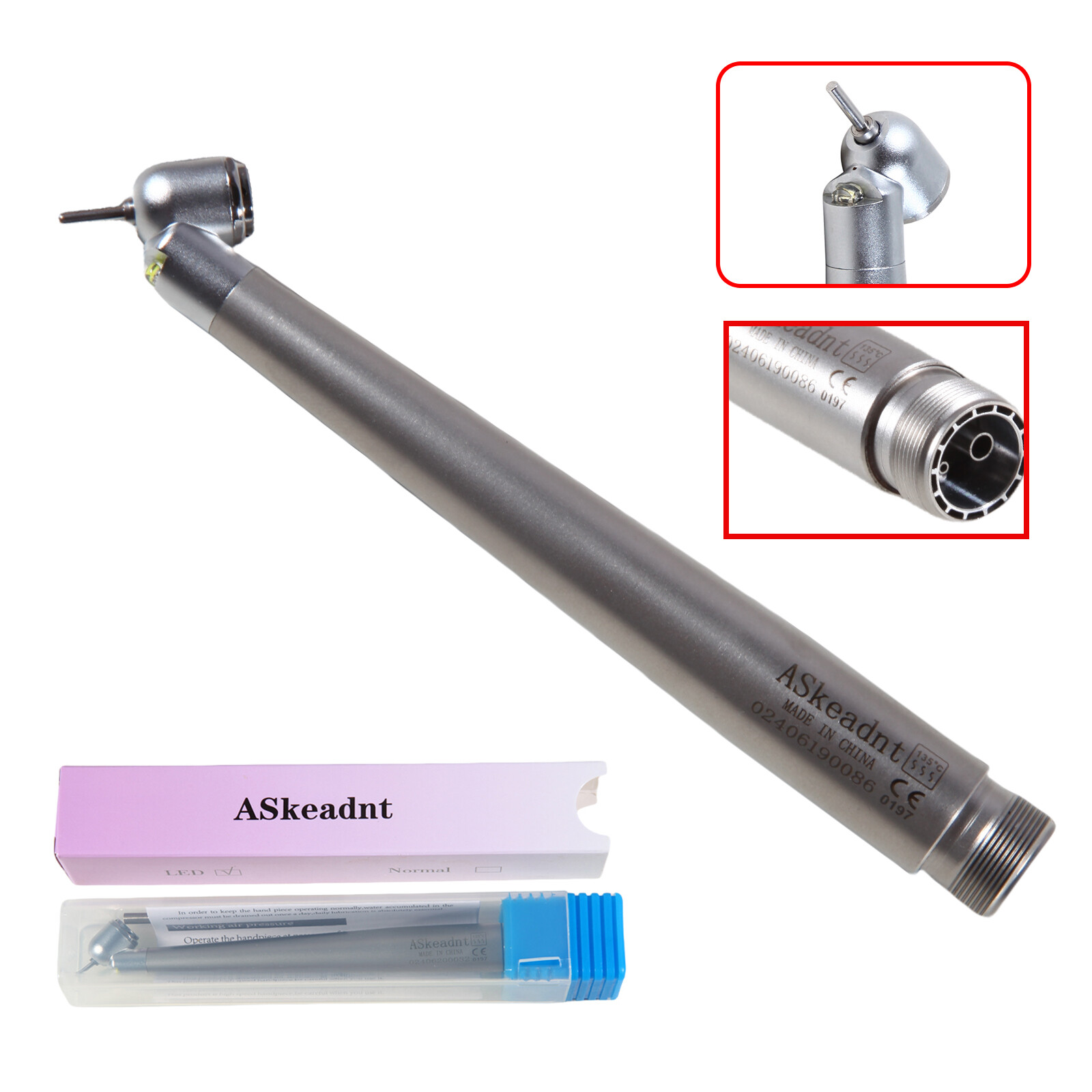 NSK Style Dental LED 45° Degree Surgical High Speed Handpiece Push Button 2 Hole