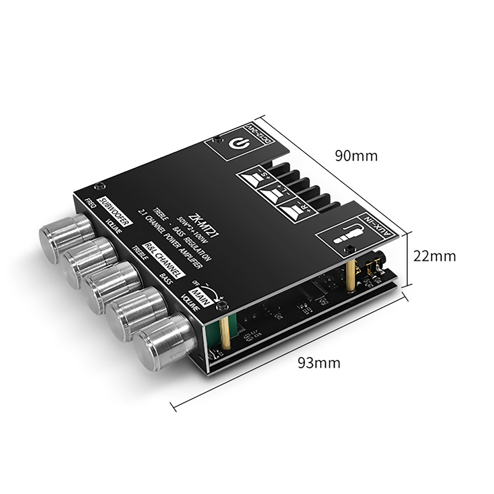 ZK-MT21 Bluetooth 5.0 Subwoofer Amplifier Board High Low Tone AMP 2.1 Channel